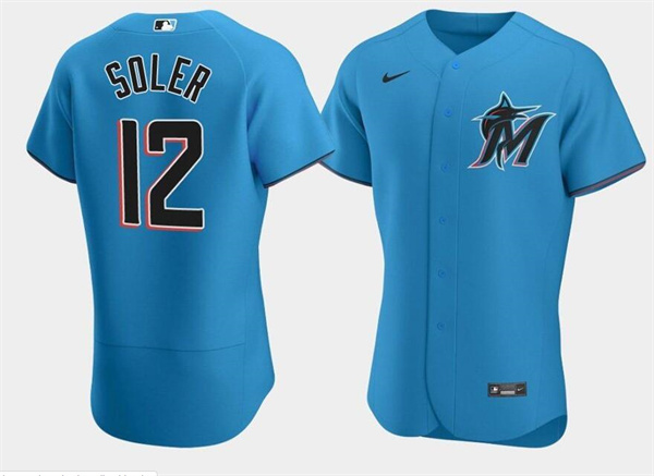 Miami Marlins #12 Jorge Soler Blue Flex Base Stitched Jersey - Zenithce