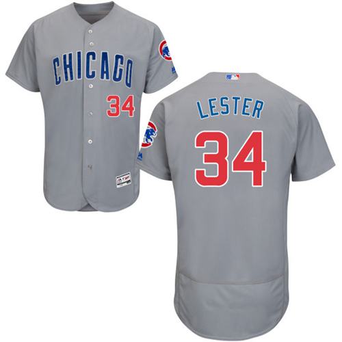 Cubs #34 Jon Lester Grey Flexbase Authentic Collection Road Stitched Jersey - Zenithce