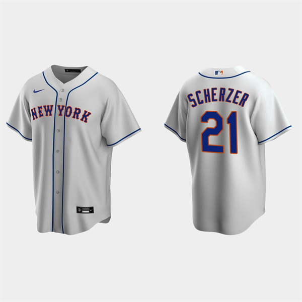 New York Mets #21 Max Scherzer Gray Cool Base Stitched Baseball Jersey - Zenithce