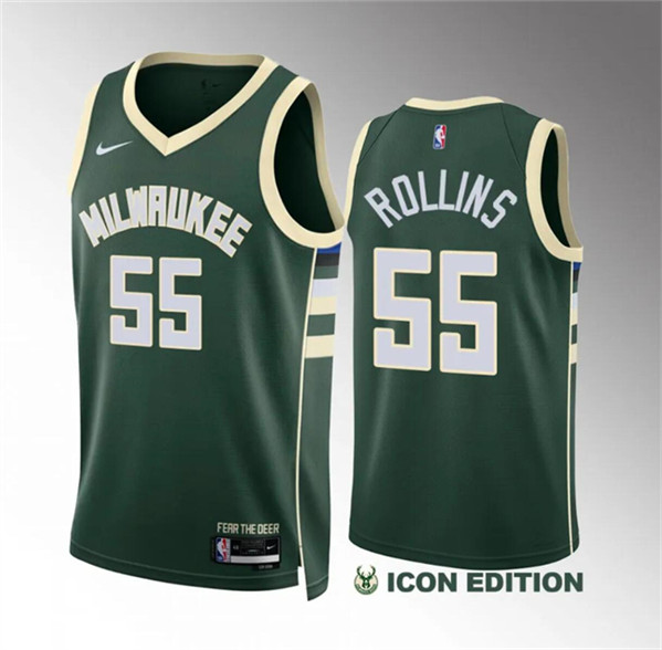 Milwaukee Bucks #55 Ryan Rollins Green Icon Edition Stitched Jersey - Zenithce