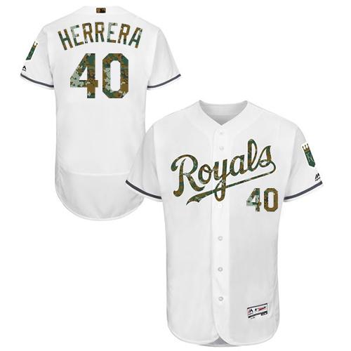 Royals #40 Kelvin Herrera White Flexbase Authentic Collection 2016 Memorial Day Stitched Jersey - Zenithce