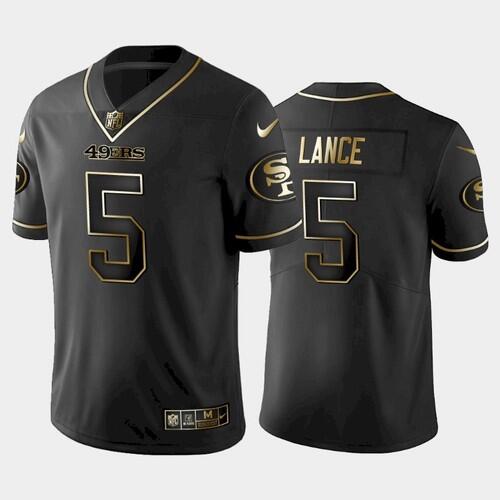 San Francisco 49ers #5 Trey Lance Black Golden Edition Stitched Jersey - Zenithce