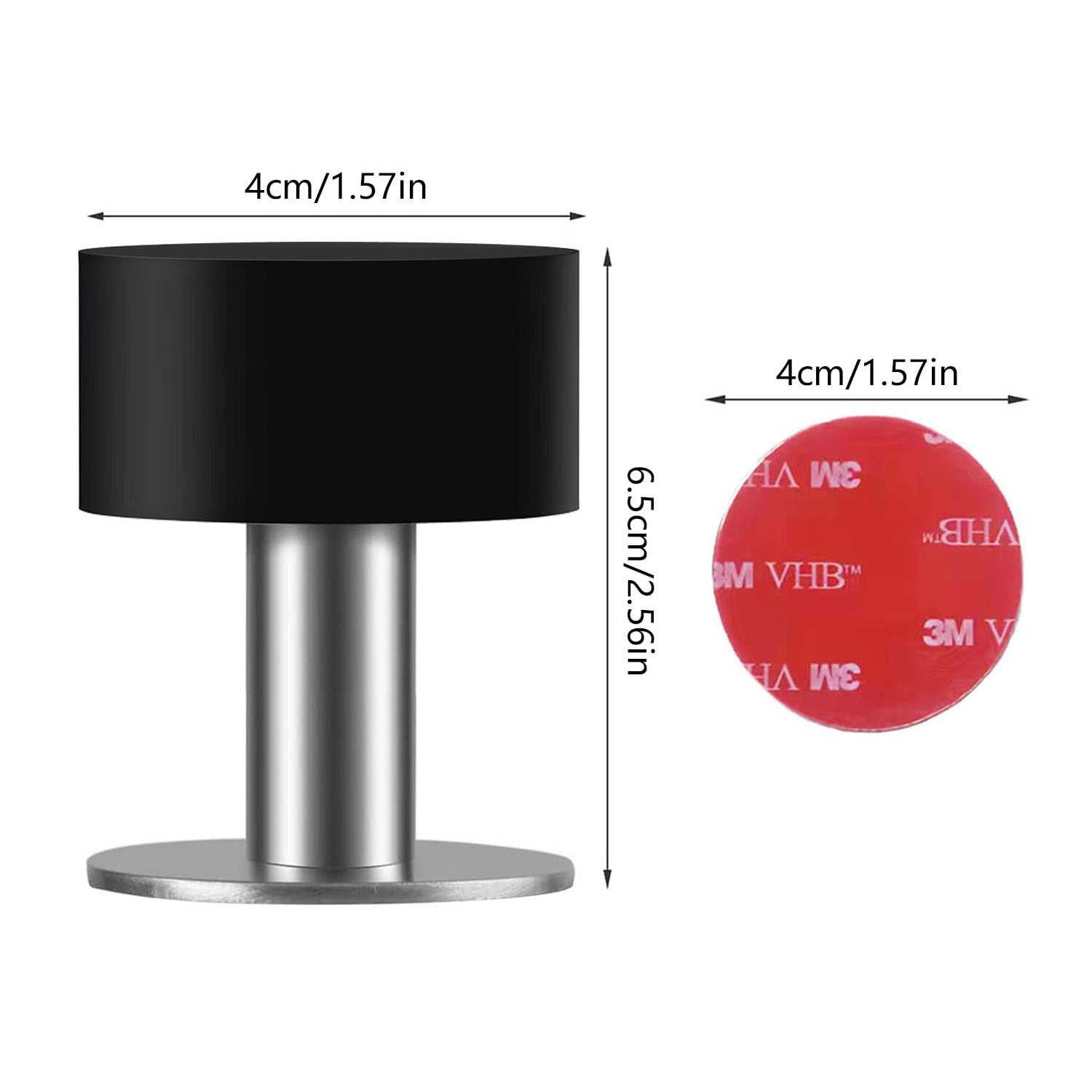 Door Stoppers with Extra Stickers Self-Adhesive Door Stop Rubber & Stainless Steel Body - Zenithce