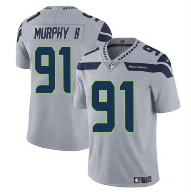 Seattle Seahawks #91 Byron Murphy II Gray 2024 Draft Vapor Limited Stitched Jersey - Zenithce