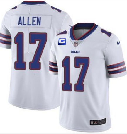 Buffalo Bills #17 Josh Allen White With C Patch Vapor Untouchable Limited Stitched Jersey - Zenithce