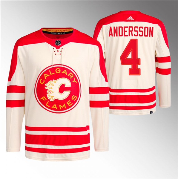 Calgary Flames #4 Rasmus Andersson 2023 Cream Classic Primegreen Stitched Jersey - Zenithce
