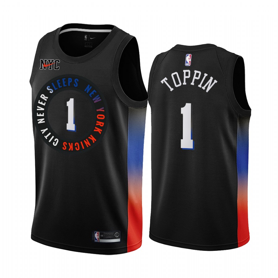 Knicks #1 Obi Toppin Black Swingman 2020-21 City Edition Jersey - Zenithce