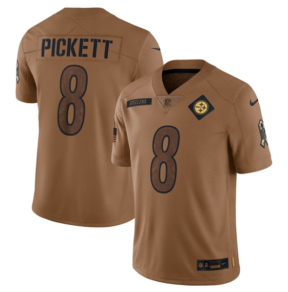 Pittsburgh Steelers #8 Kenny Pickett 2023 Brown Salute To Service Limited Stitched Jersey - Zenithce