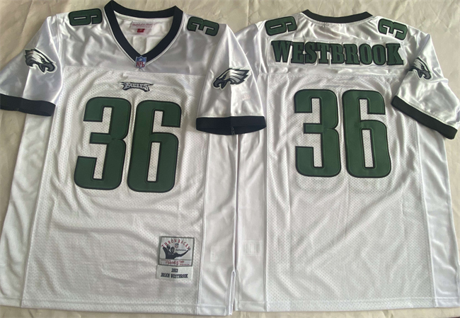 Philadelphia Eagles #36 Brian Westbrook White Throwback Stitched Football Jersey - Zenithce