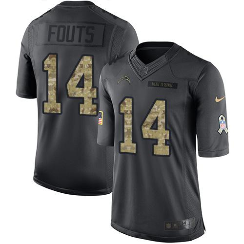 Chargers #14 Dan Fouts Black Stitched Limited 2016 Salute To Service Nike Jersey - Zenithce