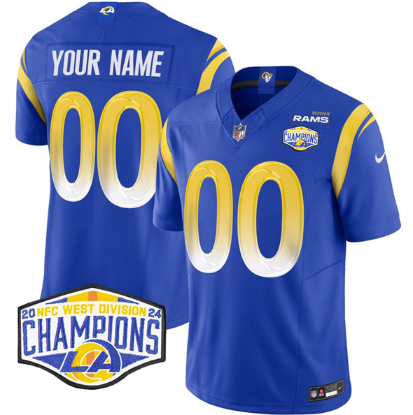 Los Angeles Rams Custom Blue 2024 NFC West Champions F.U.S.E. Vapor Untouchable Limited Stitched Jersey - Zenithce