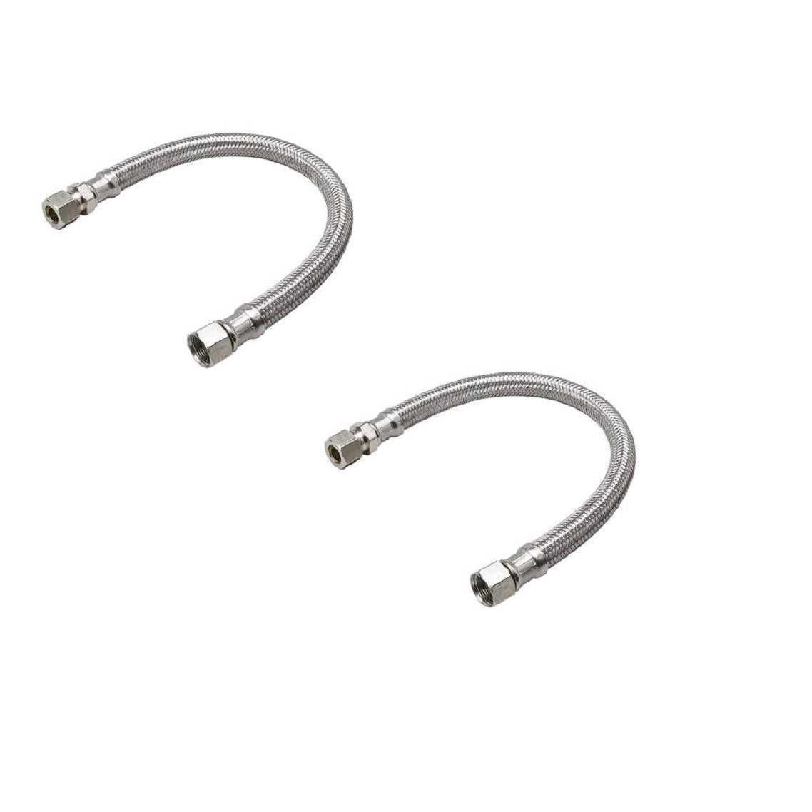 EZ-Fluid Plumbing 3/8 Male Compression To 3/8-Inch Female Comp. Stainless Steel Braided Faucet Connector Line Extension - Zenithce
