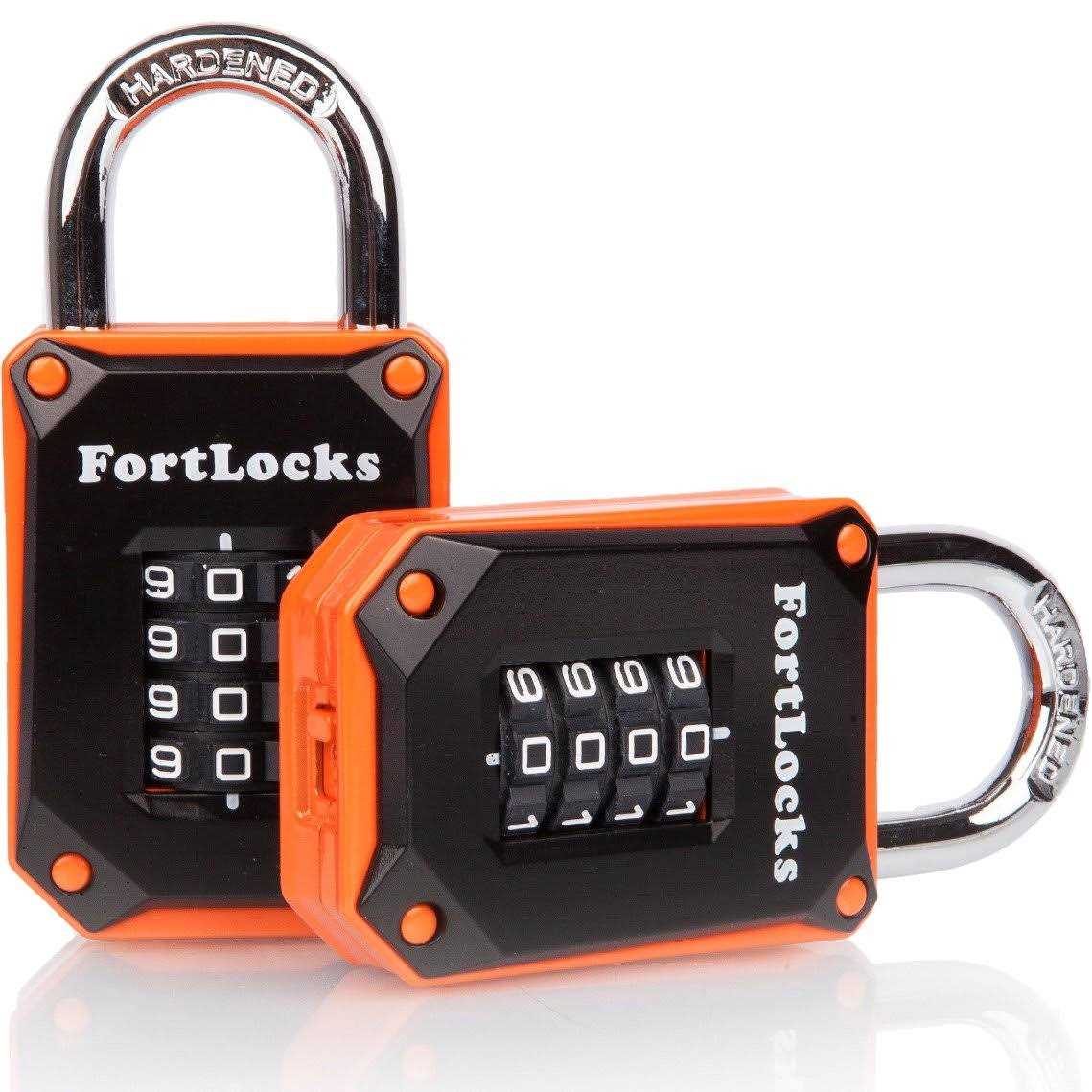 FortLocks Gym Locker Lock 4 Digit, Heavy Duty, Hardened Stainless Steel, Weatherproof and Outdoor Combination Padlock - Zenithce