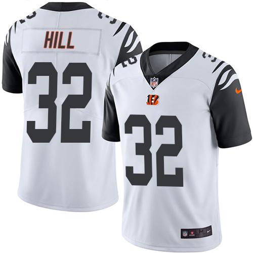 Bengals #32 Jeremy Hill White Stitched Limited Rush Nike Jersey - Zenithce