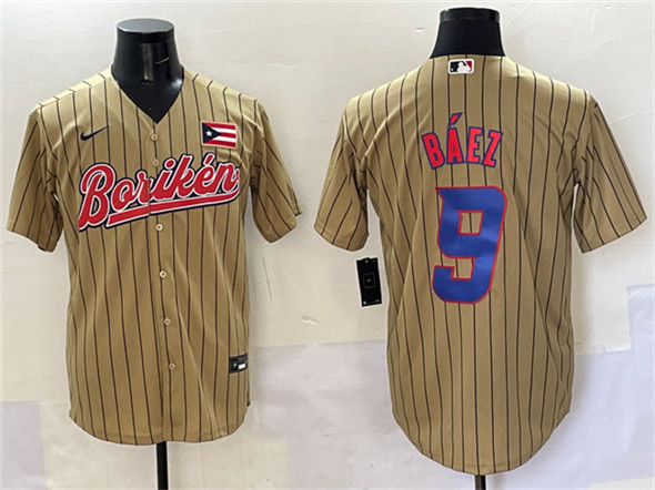 Puerto Rico #9 Javier Baez Tan 2023 World Classic Stitched Jersey - Zenithce