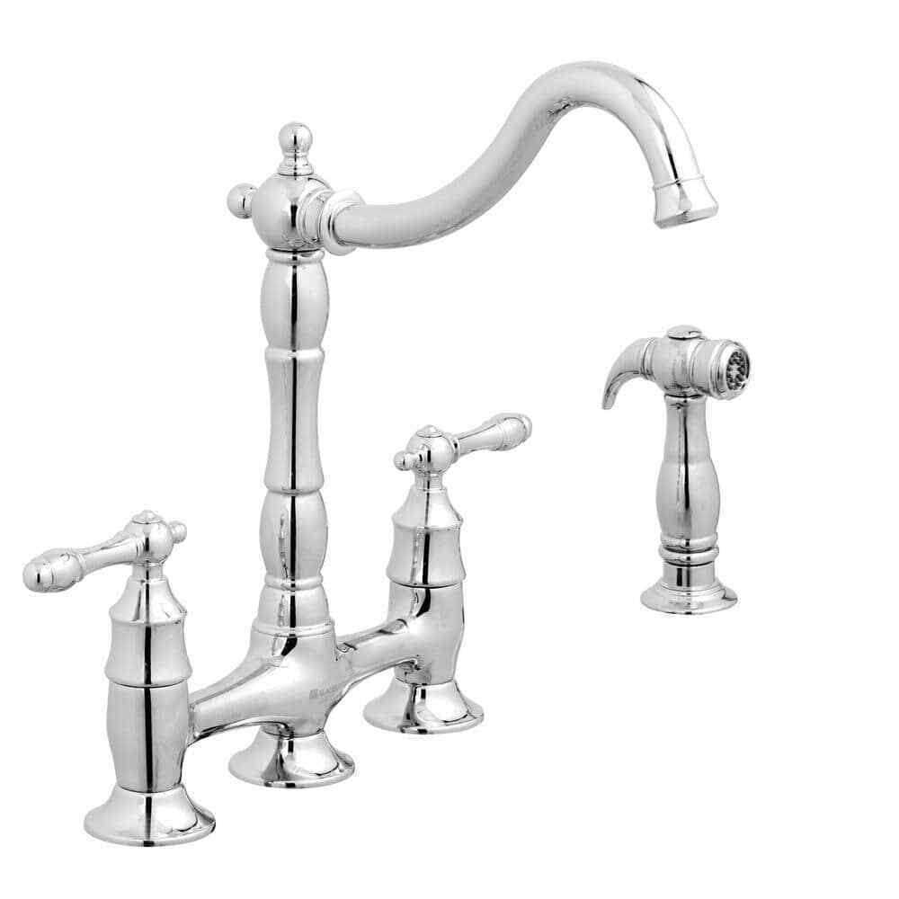 Glacier Bay 1003 Lyndhurst 2-Handle Bridge Kitchen Faucet with Side Sprayer - Zenithce