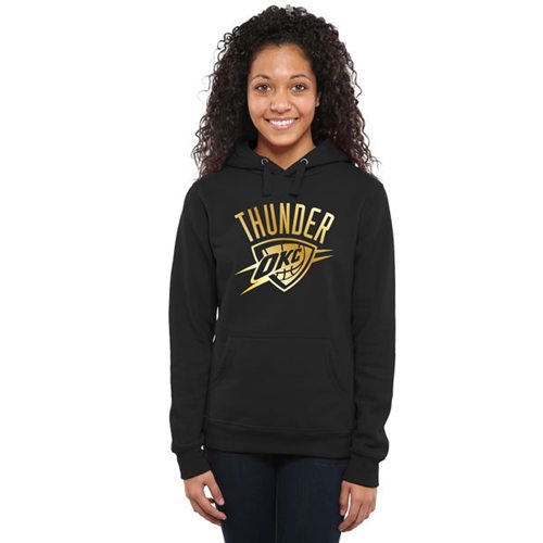 Women's Oklahoma City Thunder Gold Collection Pullover Hoodie Black - Zenithce
