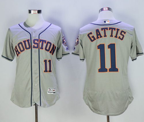 Astros #11 Evan Gattis Grey Flexbase Authentic Collection Stitched Jersey - Zenithce
