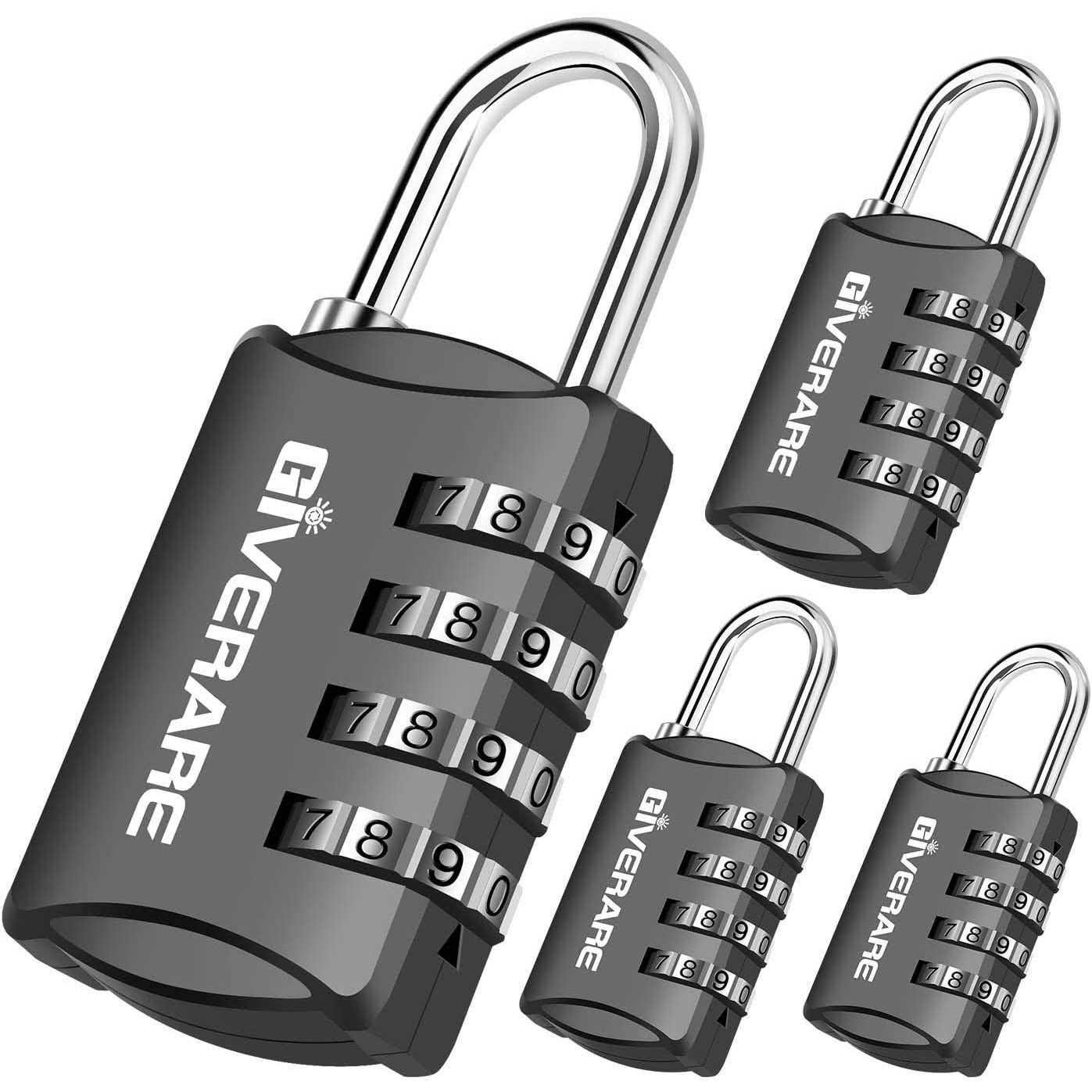 GIVERARE Combination Lock 4-Digit Padlock Keyless - Zenithce