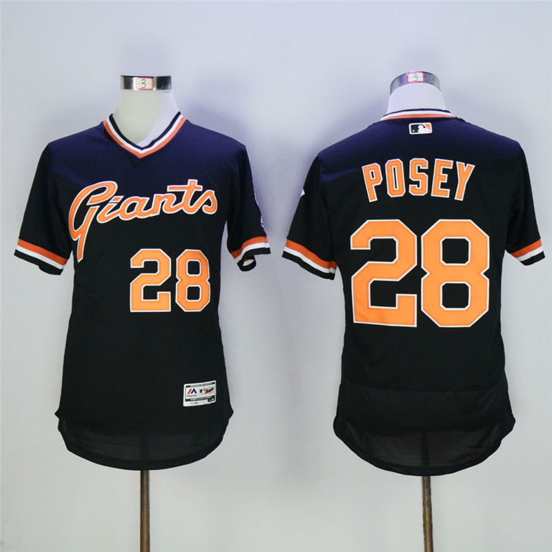 San Francisco Giants #28 Buster Posey Black Throwback Flexbase Stitched Jersey - Zenithce