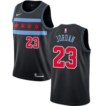 Chicago Bulls #23 Michael Jordan Bulls City Edition Authentic Black Jersey - Zenithce