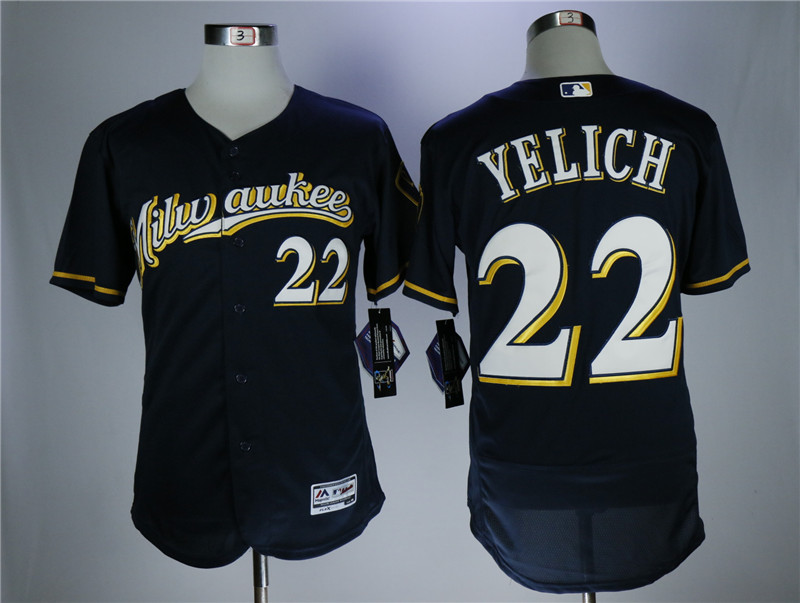 Milwaukee Brewers #22 Christian Yelich Navy Flexbase Stitched Jersey - Zenithce