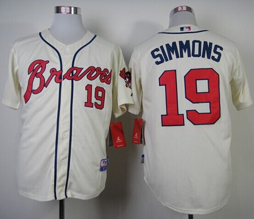 Braves #19 Andrelton Simmons Cream Alternate Cool Base Stitched Jersey - Zenithce