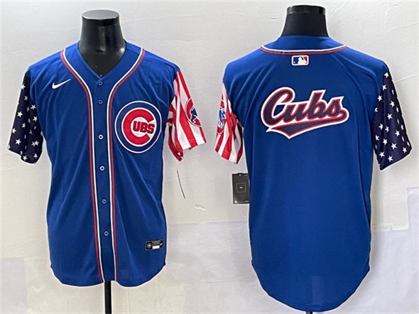 Chicago Cubs Team Big Logo Royal 2025 Independence Day Vapor Premier Limited Stitched Jersey - Zenithce