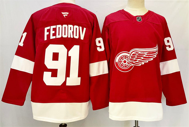 Detroit Red Wings #91 Sergei Fedorov Red 2024-25 Home Stitched Jersey - Zenithce