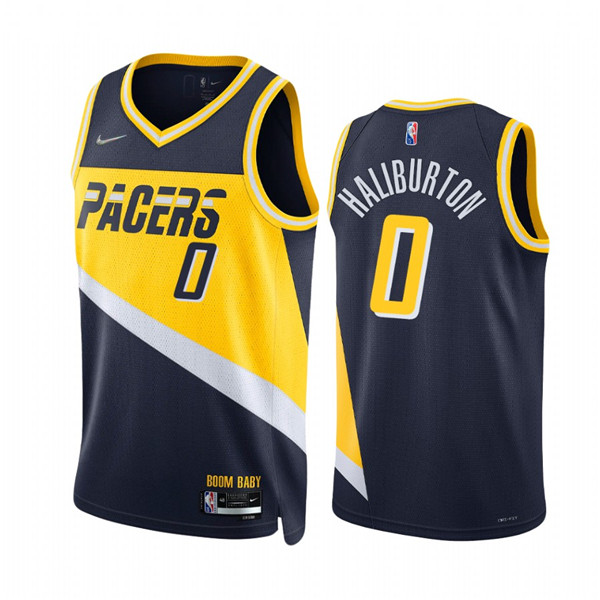 Indiana Pacers #0 Tyrese Haliburton 2021-22 Navy City Edition 75th Anniversary Stitched Jersey - Zenithce