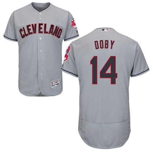 Indians #14 Larry Doby Grey Flexbase Authentic Collection Stitched Jersey - Zenithce