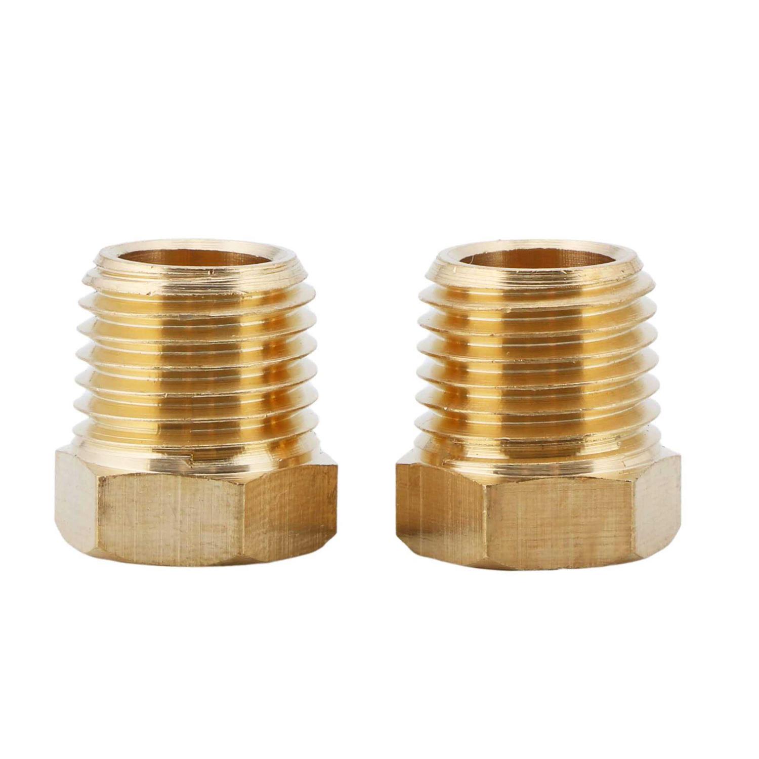 U.S. Solid 2pcs Brass Reducer Hex Bushing Brass Threaded Pipe Fitting NPT Male x NPT Female Adapter - Zenithce