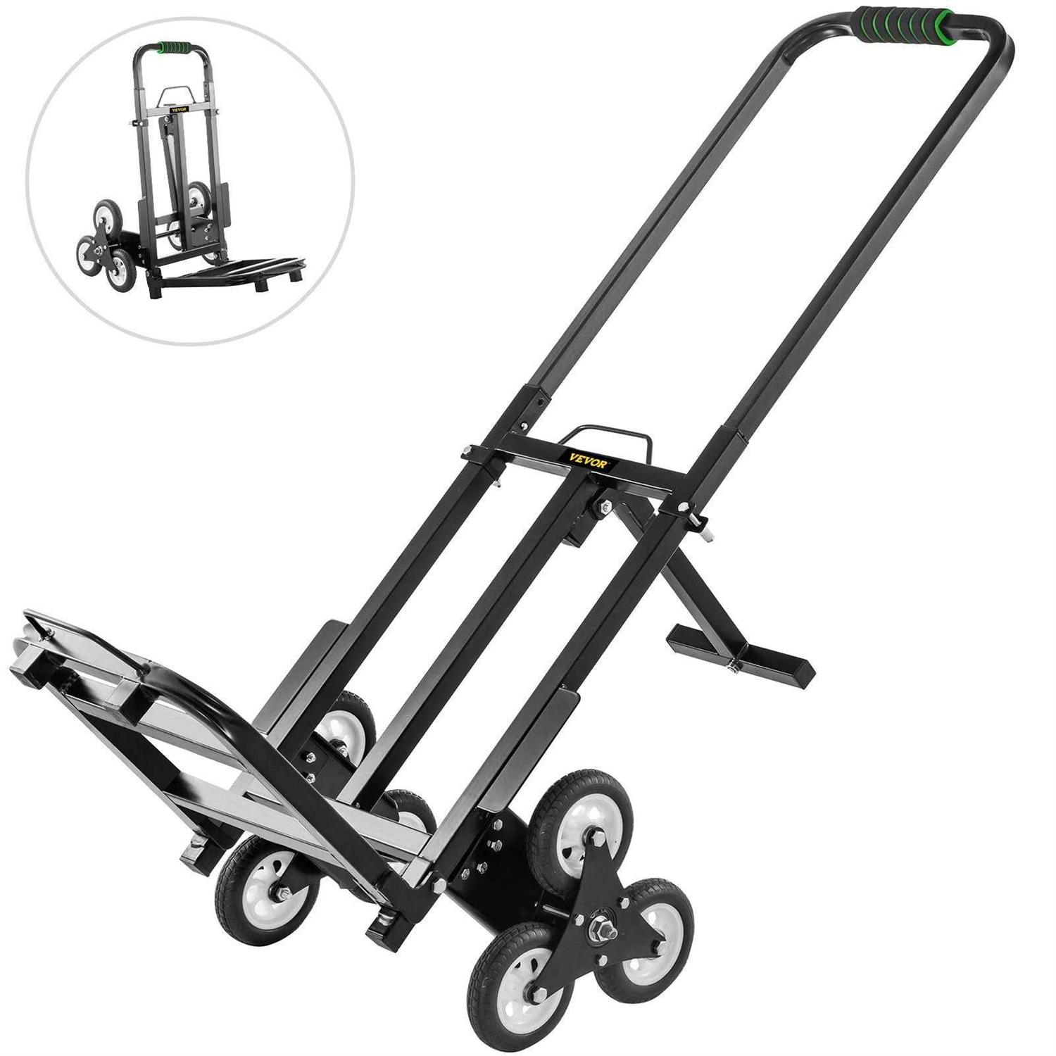 VEVOR Stair Climbing Cart Foldable Hand Truck 375 lbs Capacity w/ Backup Wheels - Zenithce