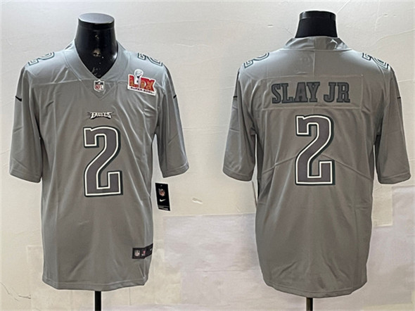 Philadelphia Eagles #2 Darius Slay Jr. Gray 2025 Super Bowl LIX Patch Atmosphere Fashion Vapor Untouchable Limited Stitched Jersey - Zenithce