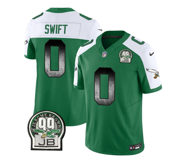 Philadelphia Eagles #0 D'Andre Swift Green White 2023 F.U.S.E. Throwback Vapor Untouchable Limited Stitched Jersey - Zenithce