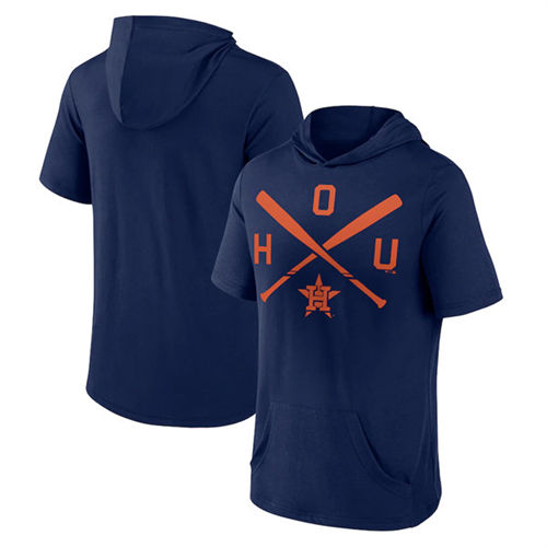 Houston Astros Navy Short Sleeve Pullover Hoodie - Zenithce