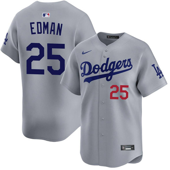 Los Angeles Dodgers #25 Tommy Edman Gray Limited Stitched Jersey - Zenithce