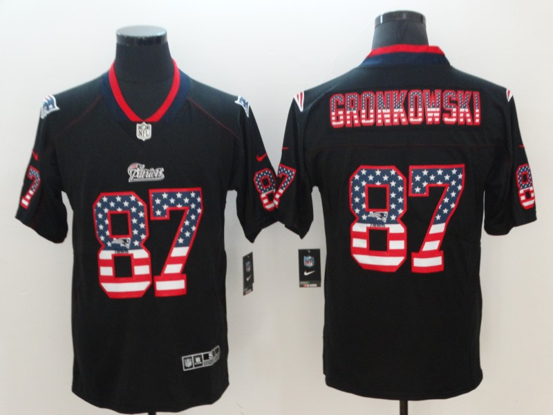 Patriots #87 Rob Gronkowski 2018 Black USA Flag Color Rush Limited Fashion Stitched Jersey - Zenithce