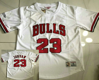 Chicago Bulls #23 Michael Jordan White Short Sleeved AU Throwback Jersey - Zenithce