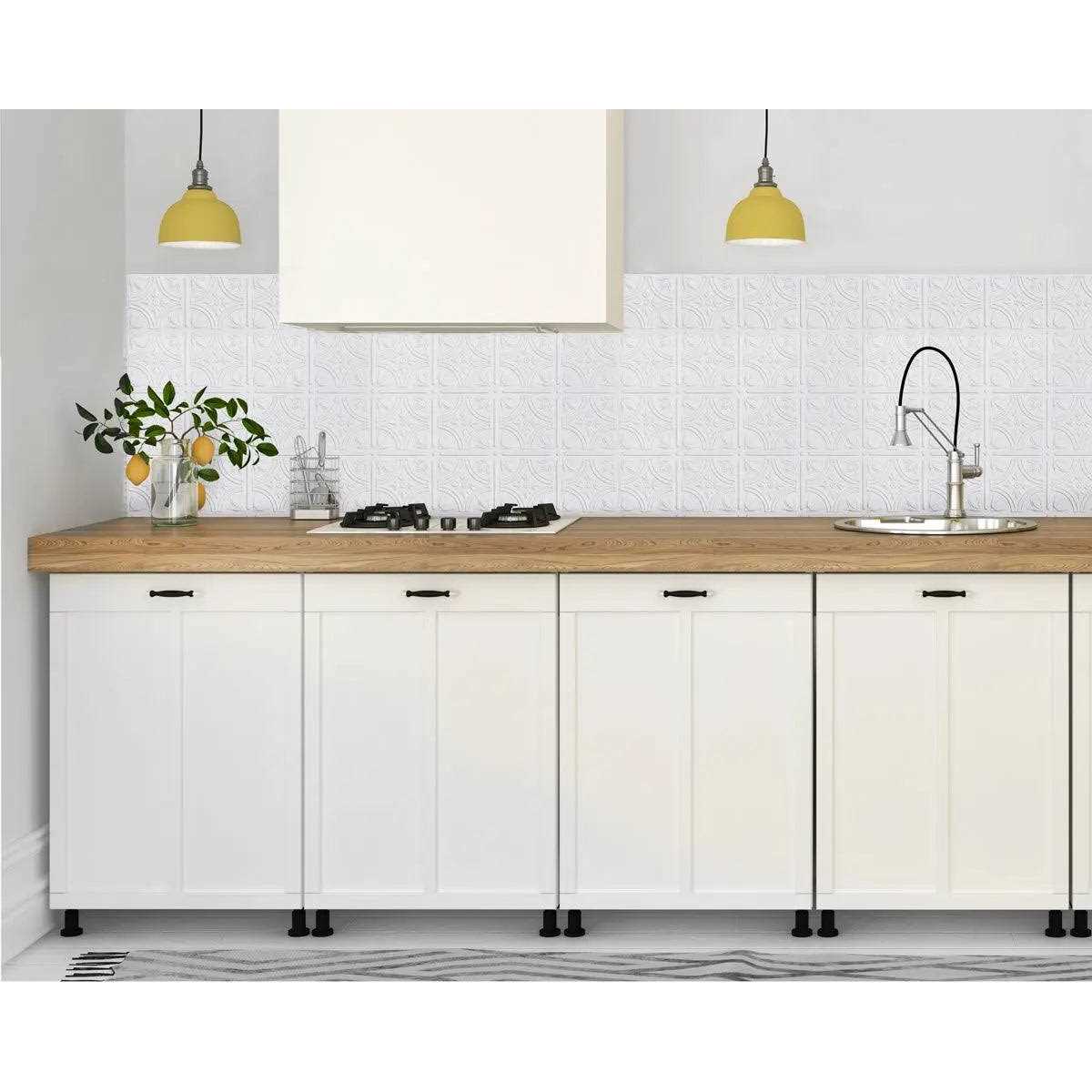 Innovera Decor by Palram Empire Snow White 18.5-in. x 24.3-in. Backsplash Panel - Zenithce