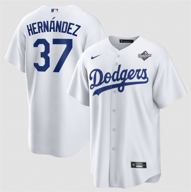 Los Angeles Dodgers #37 Teoscar Hernández White 2025 World Series Home Cool Base Stitched Jersey - Zenithce