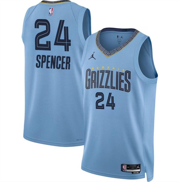 Memphis Grizzlies #24 Cam Spencer Blue 2024 Draft Statement Edition Stitched Jersey - Zenithce