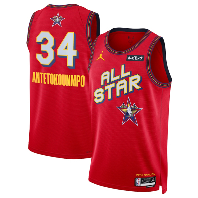 2025 All-Star #34 Giannis Antetokounmpo Red Stitched Jersey - Zenithce