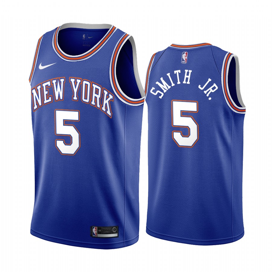 Knicks #5 Dennis Smith Jr. Navy 2019-20 Statement Edition Jersey - Zenithce