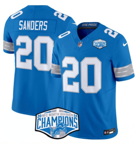 Detroit Lions #20 Barry Sanders Blue 2024 NFC North Champions F.U.S.E. Vapor Limited Stitched Jersey - Zenithce