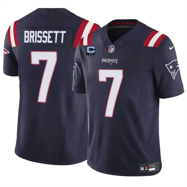 New England Patriots #7 Jacoby Brissett Navy 2024 F.U.S.E. With 2-Star C Patch Vapor Limited Stitched Jersey - Zenithce