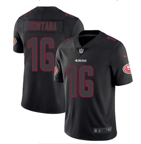 San Francisco 49ers #16 Joe Montana Black Impact Limited Stitched Jersey - Zenithce