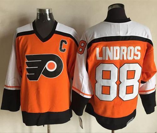 Flyers #88 Eric Lindros Orange CCM Throwback Stitched Jersey - Zenithce