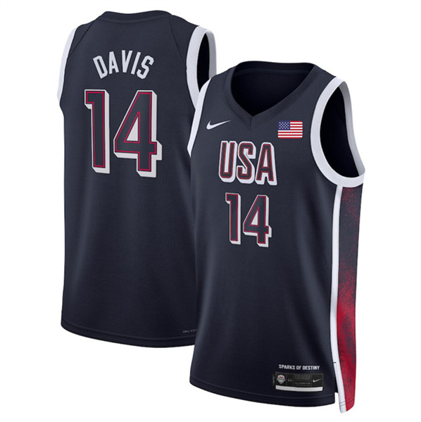 USA #14 Anthony Davis Navy 2024 Swingman Stitched Jersey - Zenithce