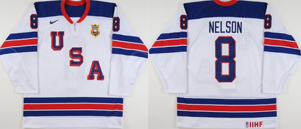 USA #8 Brock Nelson White World Junior Championships Stitched Jersey - Zenithce
